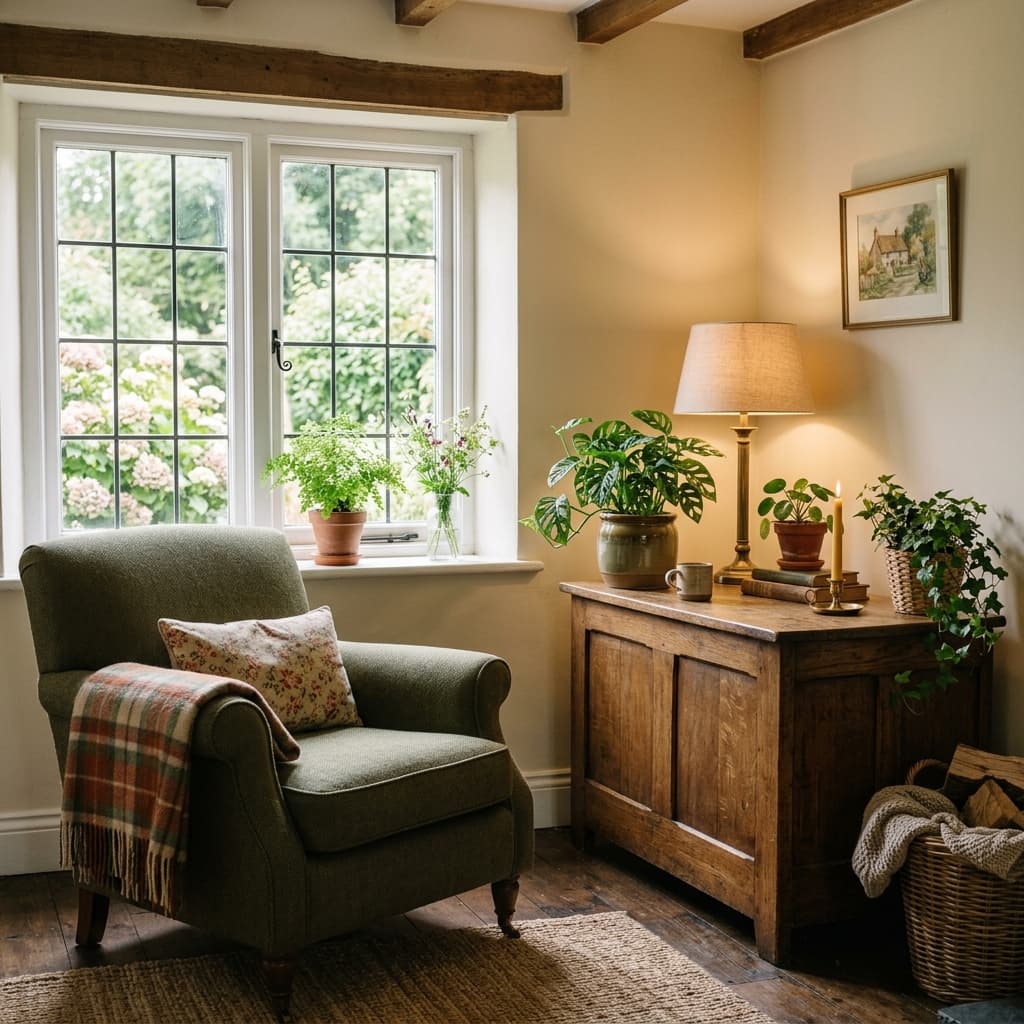 A warm, homely interior representing the story and purpose of May Meadows