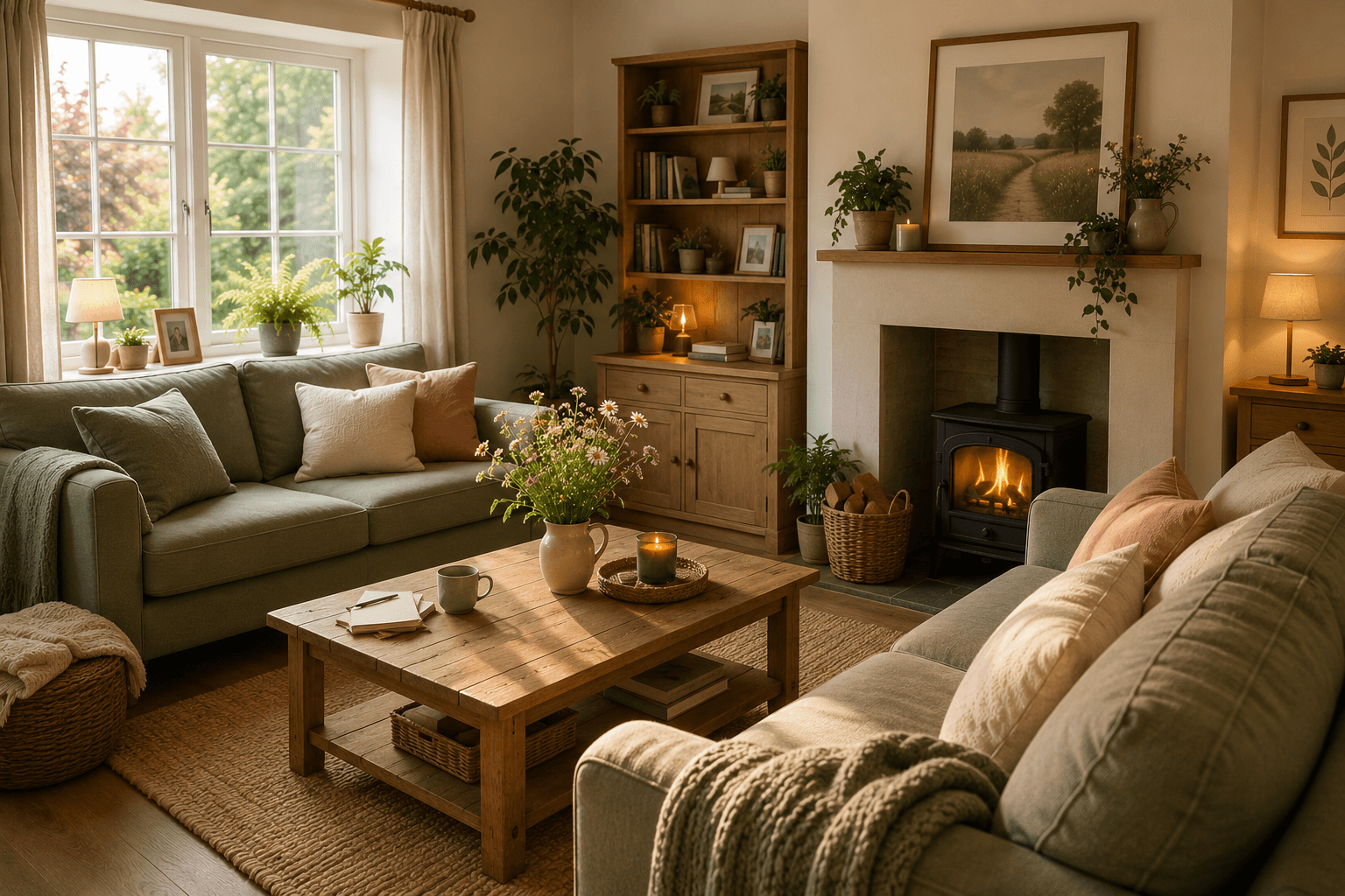 An illustrative comfortable family living room